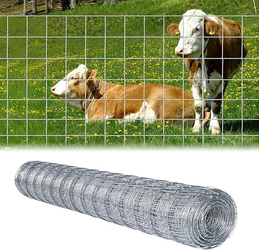 Livestock Fence, 6ft x 100ft Galvanized Cattle Fence, Heavy Zinc Coating Wire Fencing,Farm Fence for Hog Goat Deer Horse