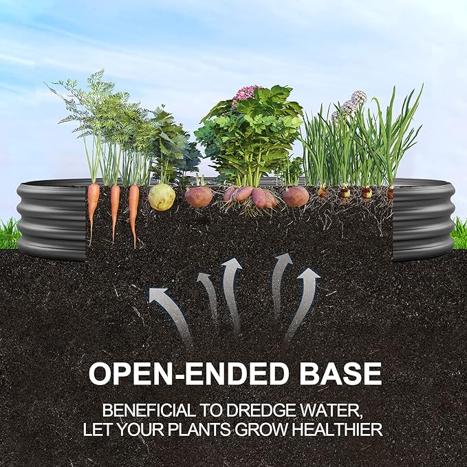 Land Guard 6×3×1 ft Galvanized Raised Garden Bed Kit, 2Pcs Raised Garden Boxes Outdoor, Oval Metal Raised Garden Beds for Vegetables, Flowers, Herbs（Grey）…………………