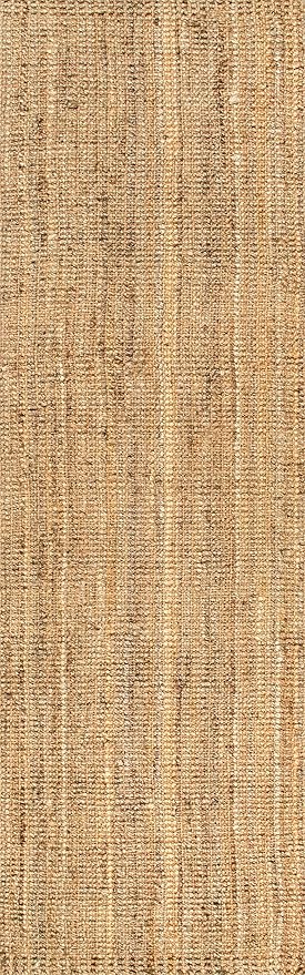 Nuloom Ashli Hand Woven, Natural, 2' 6" x 8', Farmhouse, Jute, Soft and Textured, High Traffic, Stain Resistant, Easy Clean, Durable Runner for Bedroom, Living Room, Dining Space, Den, Foyer, Entryway