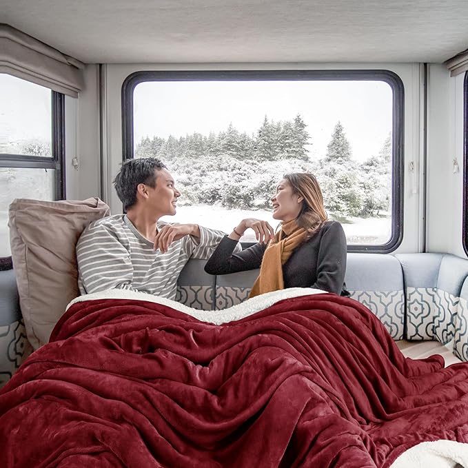 Utopia Bedding Sherpa Blanket Queen Size (Red, 90x90 Inches) - Soft Lightweight Plush Fleece Reversible Blanket for Bed, Sofa, Couch, Camping and Travel