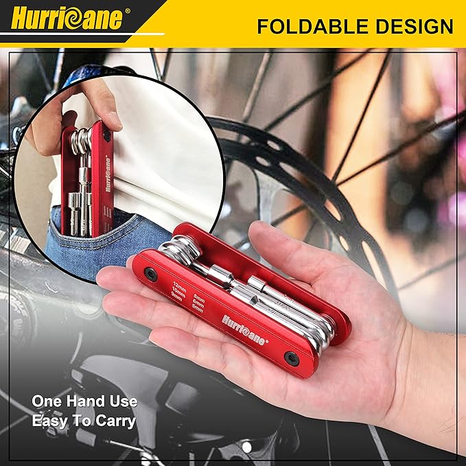 HURRICANE 6 in 1 Folding Nut Driver Set Metric, Hex Nut Driver Set, Folding Socket Wrench, Cr-V Steel Shank, Portable Premium Aluminum Handle. Easy to Carry Out. 5mm, 6mm, 8mm, 9mm, 10mm, 12mm