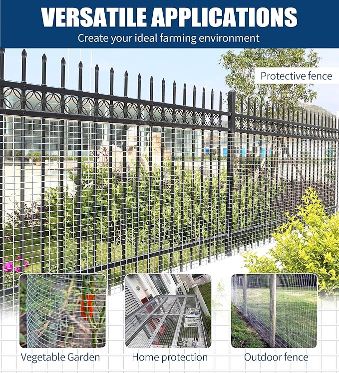 Hardware Cloth 1/2 Inch 24 in x 100 ft 19 Gauge, Hot Dip Galvanized Wire Mesh Rolls Welded Chicken Wire Fencing for Chicken Coop Barrier, Poultry Netting Cage Wire Fence(1/2 inch 24''× 100')