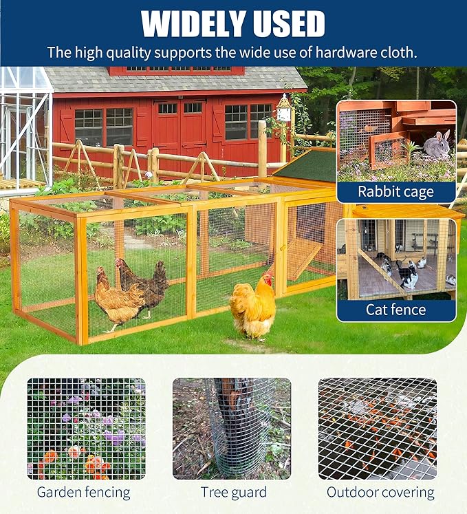 Hardware Cloth 1/2 Inch 36 in x 50 ft 19 Gauge, Hot Dip Galvanized Wire Mesh Rolls Welded Chicken Wire Fencing for Chicken Coop Barrier, Poultry Netting Cage Wire Fence(1/2 inch 36''× 50')