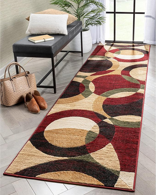 Well Woven Dulcet Bingo Red Modern Geometric 2'7" x 9'10" Runner Rug