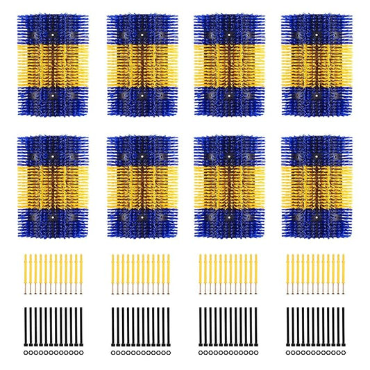 Extra Large Size Livestock Scratching Brush, Upgraded Horse/Goat/Cow/Cattle Scratcher Brush for Grooming, Itch Relief Horse Scratcher Brushes Kit with Two Sets of Mounting Screws(8-Pack,Yellow)