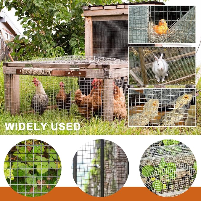 Hardware Cloth, 1/2 inch 24inx50ft 21GA Hot-dip Galvanized Wire Mesh, Wire Fence, Chicken Wire Mesh,Poultry Farming, Garden Fence,Wire Mesh, Tree Protection, Gopher Wire, Rabbit Wire.