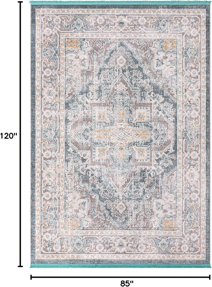Unique Loom Baracoa Collection Area Rug - Prado (7' 1" x 10' Rectangle, Gray/ Blue)