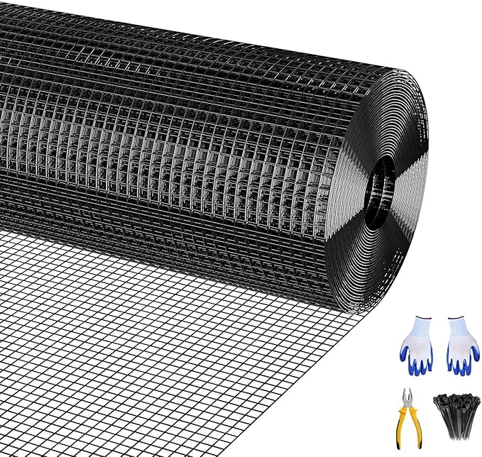 Hardware Cloth, 48'' x 120' 1/2Inch Galvanized Wire Mesh Roll, 19 Gauge Chicken Wire Fencing Roll, Garden Fence, Welded Fence with Cutting Plier & Gloves