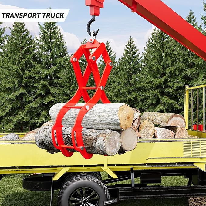 GarveeLife 32 in Log Lifting Tongs,4 Serrated Claw Hook Log Tongs,Heavy Duty Steel Swivel Dragging Tong,2200 LBS Log Grapple with Handles, Lumber Logs Skidding Tong for Tractors, Trucks