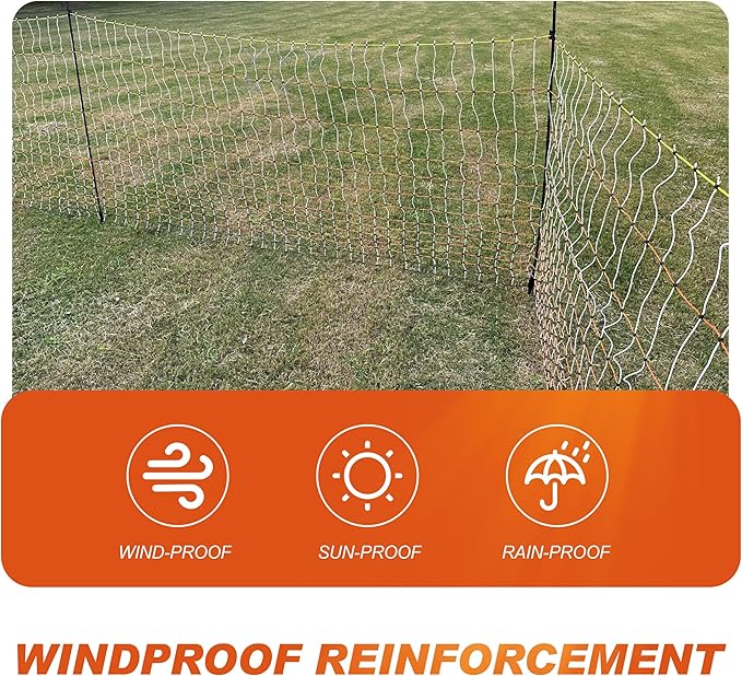 Poultry Electric Netting Fence - 47.3''H (can be Manually Raised to 59.1''H) x 98.5'L for Flying Chicken, Sheep, Goats in Farms, Ranches and Gardens, PK1