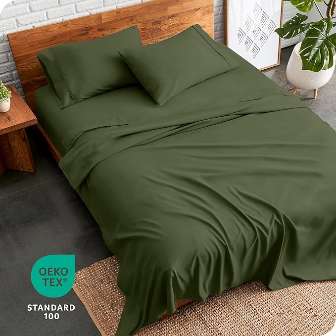 Bare Home Short Queen Sheet Set - 1800 Ultra-Soft Microfiber - Double Brushed - Deep Pockets - Easy Fit - 4 Piece Set - Bed Sheets (Short Queen, Cypress)