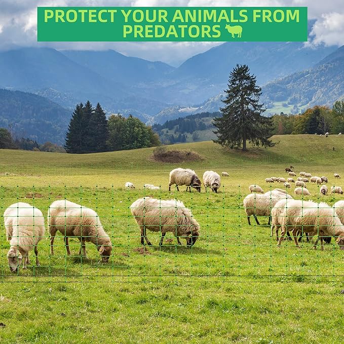 Electric Fence Netting, 42.5" H x 164' L, Portable Livestock Nets Mesh for Hog, Dogs, Deer, Goats, Larger Animals Electric Fencing for Backyards, Homesteaders, Farms, Ranches, Gardens