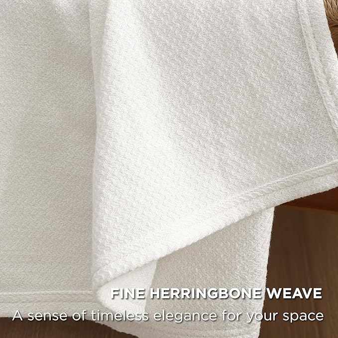 Bedsure GentleSoft 100% Cotton Blanket Twin XL Size for Bed - Breathable and Lightweight, Soft Cozy Textured Herringbone Woven Summer Blanket for College Dorm, White, 66x90 inches