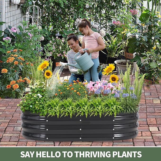 1MORE Galvanized Raised Garden Bed- Planter Garden Boxes Outdoor, Raised Beds for Gardening, 4x2x1ft Metal Garden Bed Kit for Vegetables Flower, Planter Raised Beds with Tools.Gray-2pack