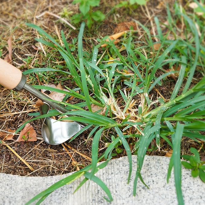 3 Pack Weed Puller Tool, Stainless Steel Crack Weeder Tool, Uprooting Weeding Tool, Paving Brick Moss Removal, L-Shape Gardening Crack Sickle Lawn Edger and Driveway Weeding Tools Gardening