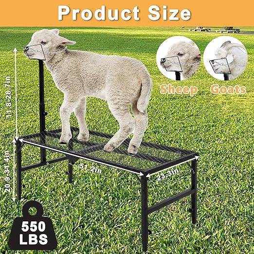 Nisorpa Goat Stand 51x23 Inch, Height Adjustable Sheep Stand for Shearing Trimming Milking, Max Load Capacity 550 LBS