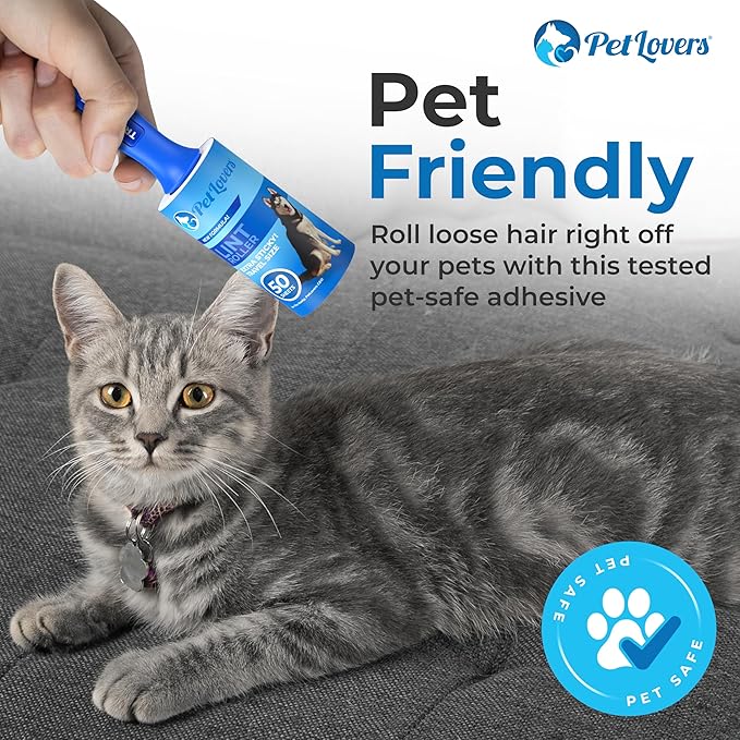 PetLovers Lint Rollers for Pet Hair Extra Sticky - Lint Remover for Clothes (2 Pack Travel Size)
