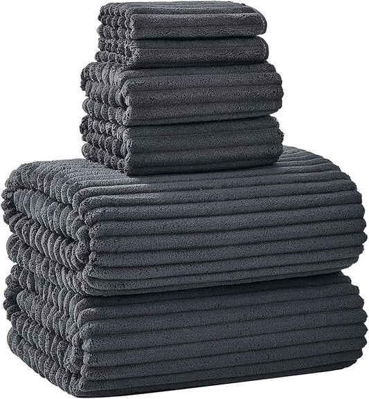 Extra Large Bath Towel Set of 6 (40"x80"),Oversized Bath Sheet Super Soft Highly Absorbent Microfibers Quick Dry Luxury Shower Towel for Bathroom Spa Gym Hotel Yoga (Charcoal Gray, 6Piece)