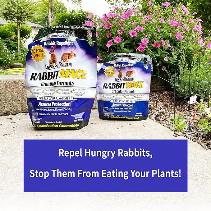 Nature's MACE Rabbit Repellent Granules, Outdoor Rabbit Deterrent for Landscape, Keep Bunnies Out of Your Lawn and Garden, 30 Pound Granular Bag, Safe to use Around Pets, People, & Plants