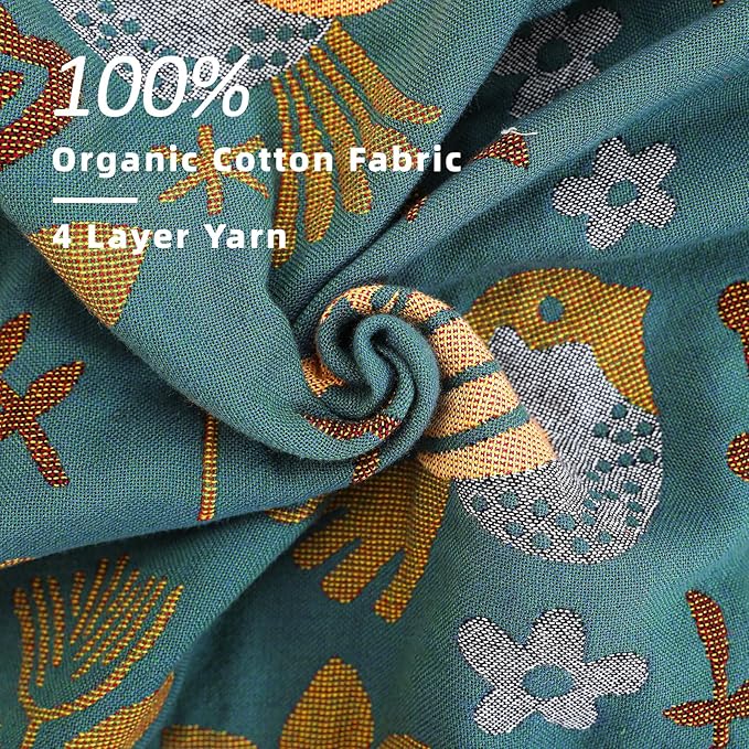 Boho Large Throw Blanket for Bed, 100% Muslin Cotton Soft Breathable Throw-Floral Bird Rustic Decor Blanket for Couch Sofa Quilt and Gift, 60" x 80"-Teal/Beige