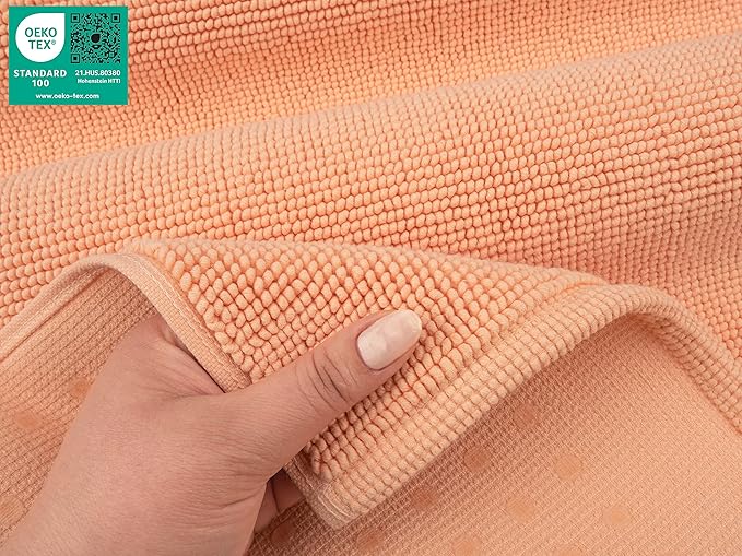 American Soft Linen Bath Rug, 20 in 34 in 100% Cotton Bath Mats Rugs for Bathroom, Slip Reducer Washable Shaggy Form Area Rugs, Malibu Bath Rug