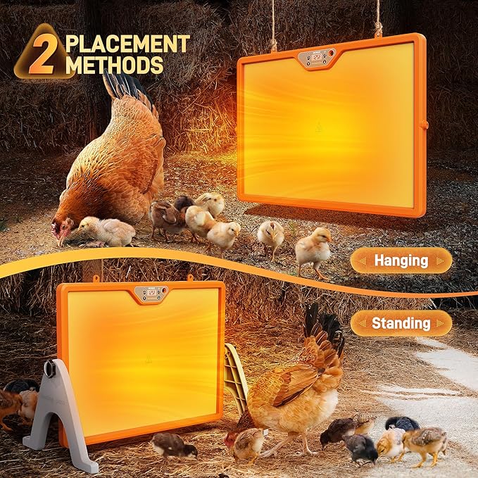 Chicken Coop Heater Dual-Sided 360°, Chicken Heater with Remote Control Temperature & Cycle Work, Brooder Plate for Chicks 17"×13"