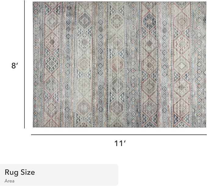 Wyatt & Ash Pink Bruno Imagine Printed Chenille 8'x11' Non Skid & Machine Washable Area Rug