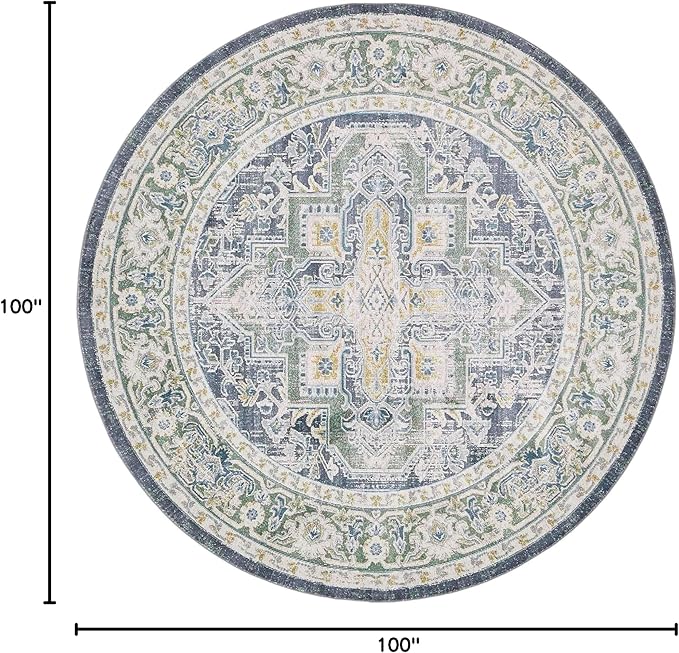 Unique Loom Baracoa Collection Area Rug - Prado (8' 4" Round, Gray/ Blue)