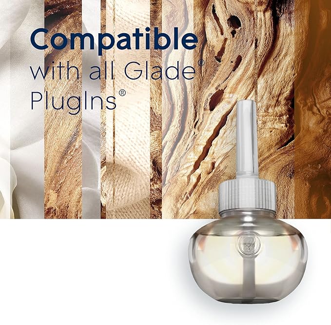 Glade PlugIns Refills Air Freshener, Sheer Vanilla Embrace, Scented and Essential Oils for Home and Bathroom, 0.67 Fl Oz, 10 Count