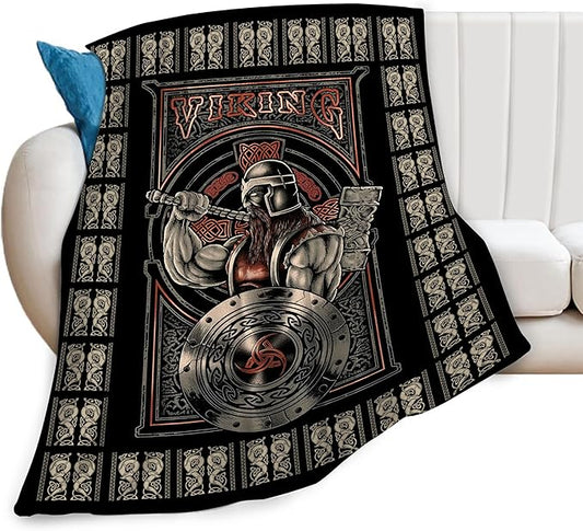 Viking Blanket Viking Decor Throw Blanket Super Warm Soft Plush Lightweight Fleece Flannel Warrior Gifts for Men Boys Girls Women Kids for Winter Bed Couch Bed 40"X50"