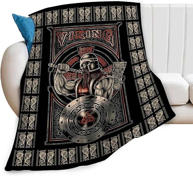 Viking Blanket Viking Decor Throw Blanket Super Warm Soft Plush Lightweight Fleece Flannel Warrior Gifts for Men Boys Girls Women Kids for Winter Bed Couch Bed 50"X60"