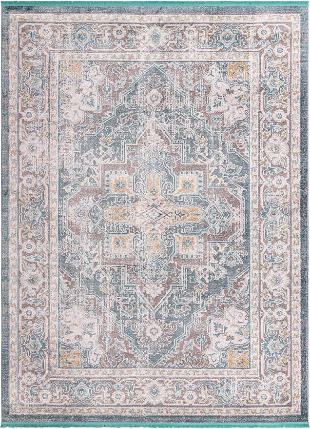 Unique Loom Baracoa Collection Area Rug - Prado (9' x 12' 2" Rectangle, Gray/ Blue)