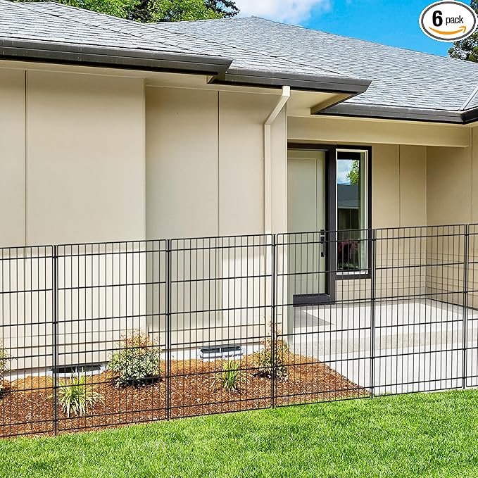 INJOPEXI Garden Fence Outdoor 6 Panels 13ft (L)×36in (H) Decorative Garden Fences with 6 Panels Rustproof Wire No Dig Metal Animal Barrier Dog Rabbit Fencing for Yard Lawn Patio - Without Fence Gate