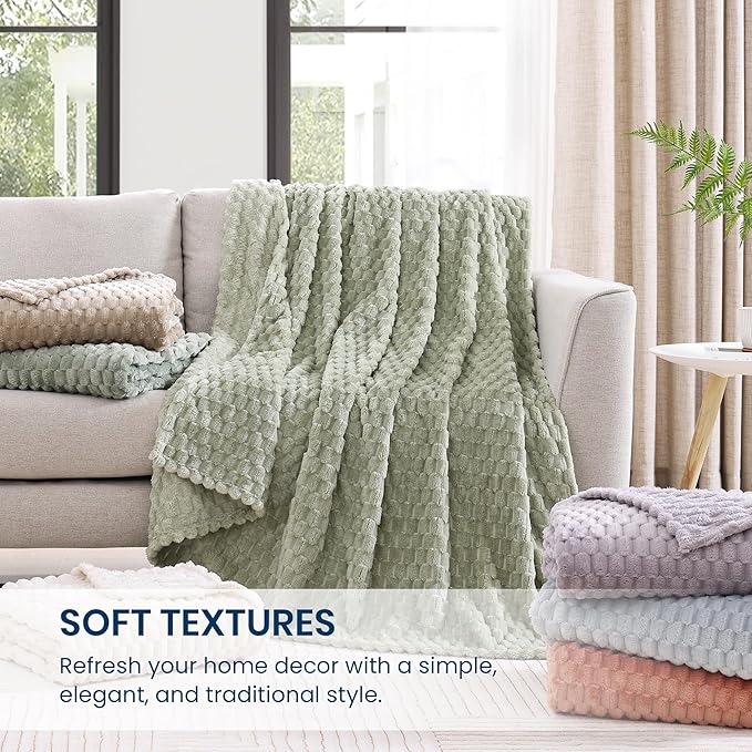 Monbix Sage Green Fleece Throw Blanket for Couch- Room Decor Soft Cozy Blankets for Women, Lightweight Fleece Flannel Bed Blanket Suitable for All Seasons(50"×60",Sage Green)