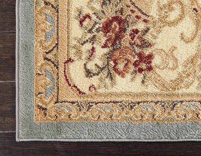 Unique Loom Versailles Collection Traditional Classic Floral Motif Area Rug (6' 0 x 9' 0 Rectangular, Slate Blue/ Ivory)