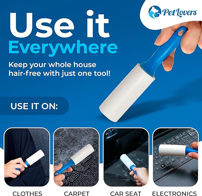 PetLovers Lint Rollers for Pet Hair Extra Sticky - Lint Remover for Clothes (2 Pack Travel Size)