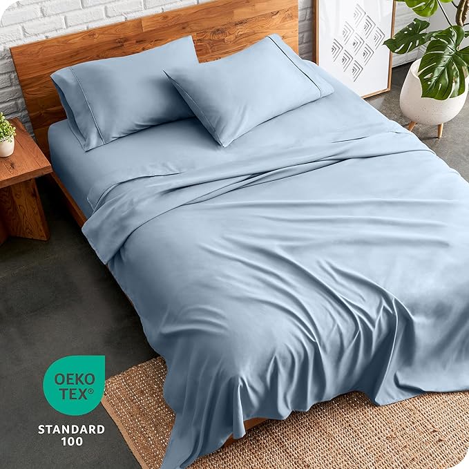 Bare Home California King Sheet Set - 1800 Ultra-Soft Microfiber Bed Sheets - Double Brushed - Deep Pockets - Easy Fit - 4 Piece Set - Bed Sheets (Cal King, Dusty Blue)