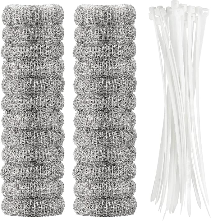 24 Pieces Lint Traps Washing Machine Stainless Steel Lint Snare Traps Laundry Mesh Washer Hose Filter with 24 Pcs Cable Ties
