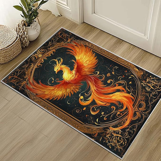 2x3 Phoenix Area Rugs Boho Vintage Phoenix Rug for Bathroom Kitchen Entryway Indoor Soft Non-Slip Thin Hippie Carpet Small Doormat for Office Dining Room Under Table Washable Machine