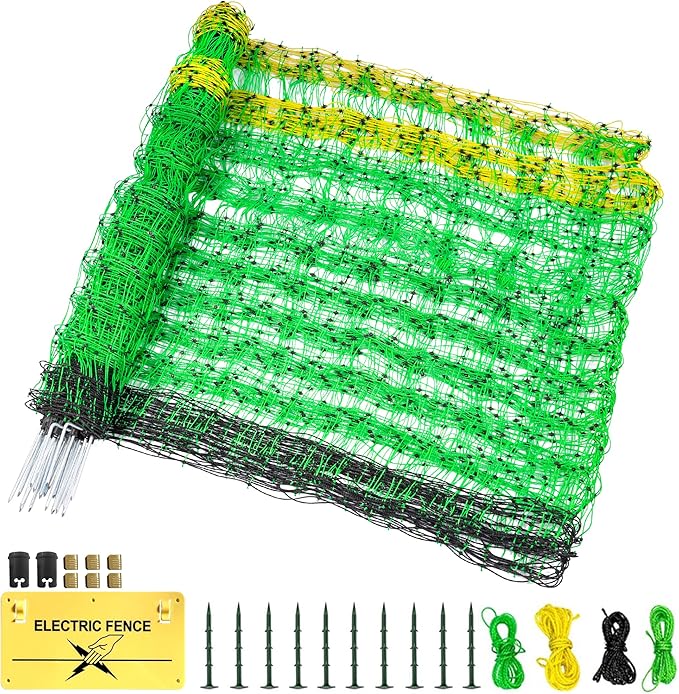 Electric Fence Netting, 35.4" H x 164' L, Portable Livestock Nets Mesh for Hog, Dogs, Deer, Goats, Electric Fencing for Backyards, Homesteaders, Farms, Ranches, Gardens