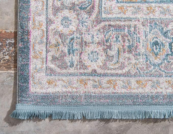 Unique Loom Baracoa Collection Area Rug - Prado (2' 7" x 10' Runner, Gray/ Blue)