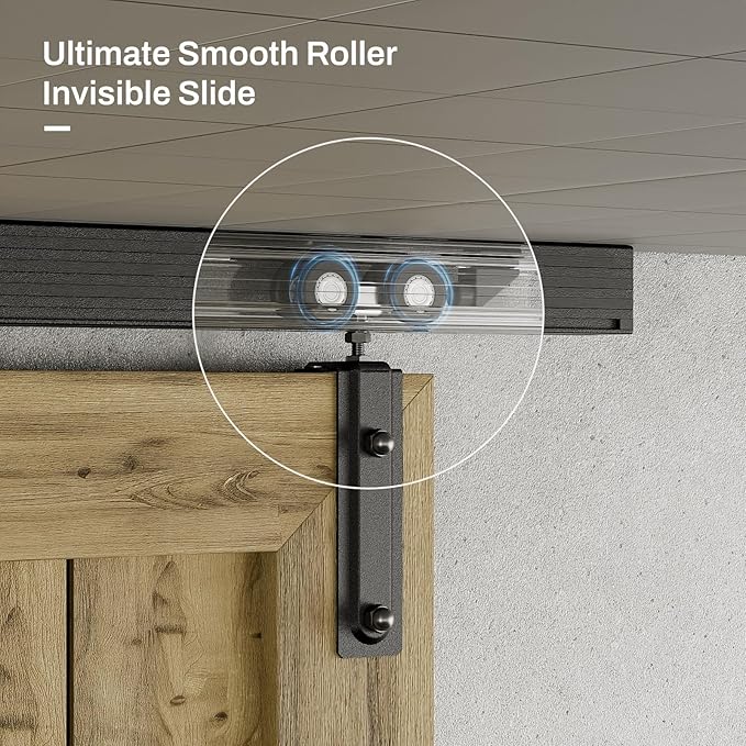 79.2"/6.6FT Ceiling Mount Box Rail Barn Door Hardware Heavy Duty Sliding Barn Door Track, Aluminium Alloy Kit for Single Door (No Door)