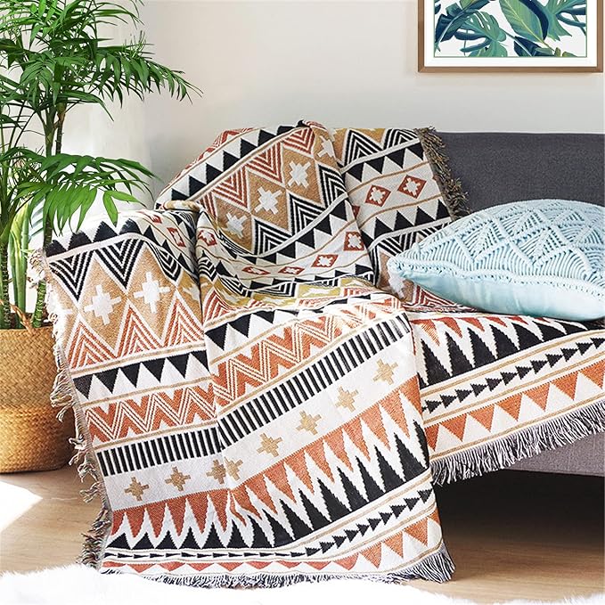 Lqprom Boho Southwest Throw Blankets Aztec Southwest Throws Cover Outdoor Camping Picnic Tent Beach Travel 63"x87"