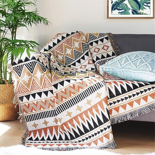 Lqprom Boho Southwest Throw Blankets Aztec Southwest Throws Cover Outdoor Camping Picnic Tent Beach Travel 63"x87"