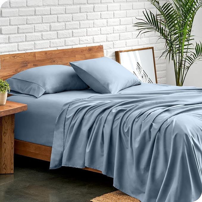 Bare Home California King Sheet Set - 1800 Ultra-Soft Microfiber Bed Sheets - Double Brushed - Deep Pockets - Easy Fit - 4 Piece Set - Bed Sheets (Cal King, Dusty Blue)