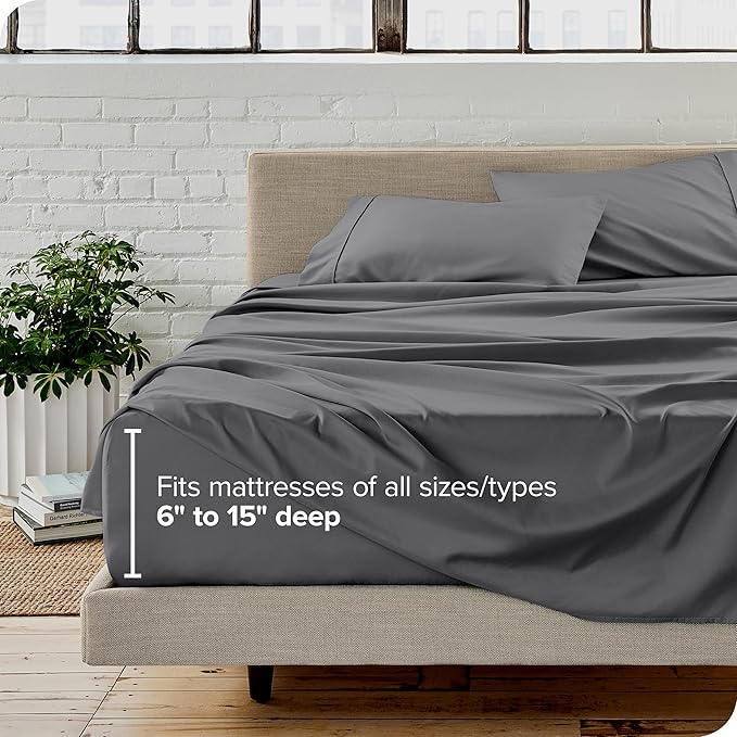 Bare Home Twin Sheet Set - 1800 Ultra-Soft Microfiber Twin Bed Sheets - Double Brushed - Deep Pockets - Easy Fit - Extra Soft - 3 Piece Set - Bedding Sheets & Pillowcases (Twin, Grey)