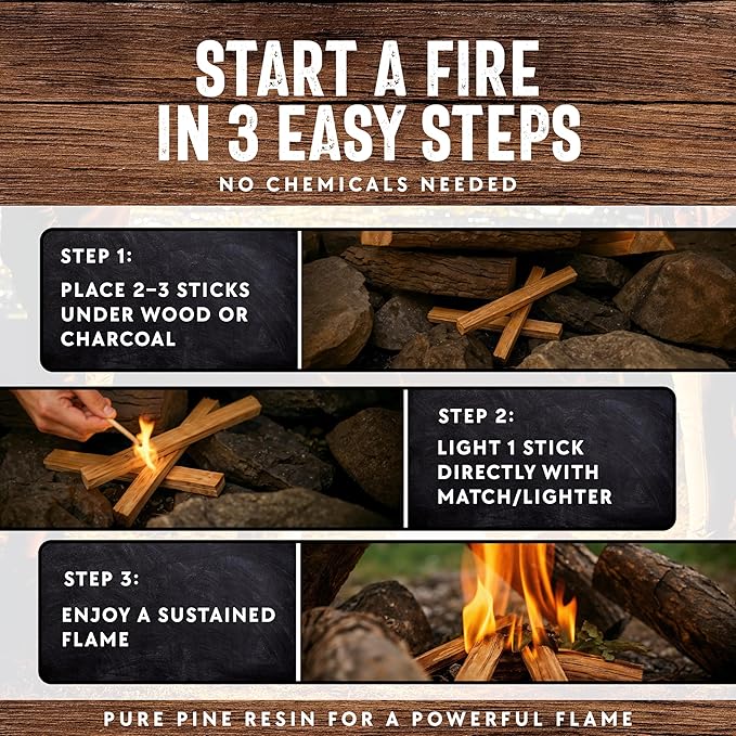 50lb Fatwood Fire Starter Sticks | 100% Natural Fire Starters for Fire Pit, Wood Stoves, Fireplaces & Bonfire | Easy Start w/Just 2 Sticks Burns in All Weather Conditions by Billy Buckskin (50lb Box)