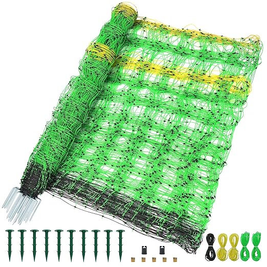 Electric Fence Netting, 49.6" H x 164' L, Portable Livestock Nets Mesh for Hogs, Chickens, Ducks, Geese, Hogs, Turkey, PE Net Fencing Used in Backyards, Farms and Ranches and Gardens
