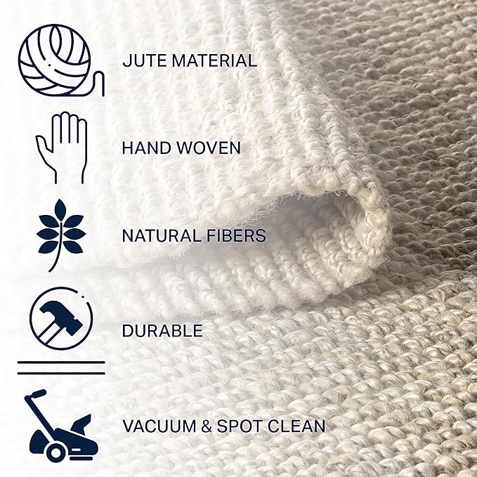 JONATHAN Y Pata Hand Woven Chunky Jute Light Ivory Indoor Area Rug, 8x10, Bohemian, Rustic, Cottage, Easy-Cleaning for Living Room, Bedroom, Kitchen, Non-Shedding (NRF102B-8)
