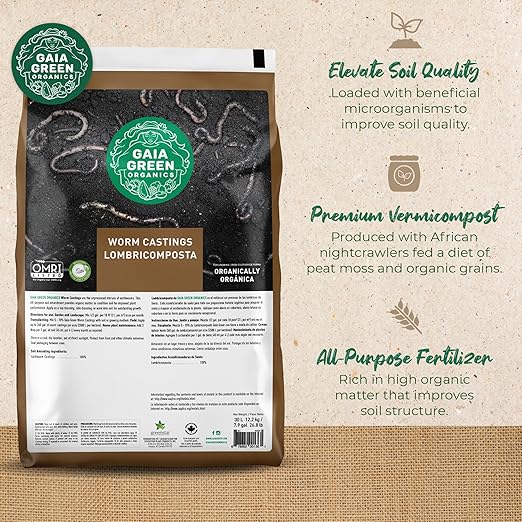 GAIA GREEN 30L Worm Castings Powder, Soil & Plant Fertilizer for Urban Gardens & Lawns